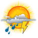 Cloudy, thunderstorm with moderate shower